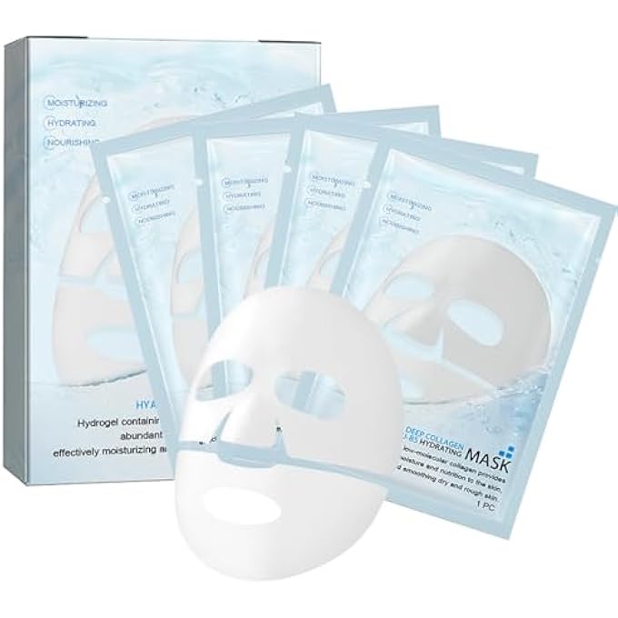 SWIUKPHE FACE MASK, COLLAGEN FACE MASK, SKIN CARE HYDRATING ANTI AGING FACIAL MASK HYALURONIC ACID SHEET PACK FOR WOMEN SKINCARE BEAUTY SMOOTHING REJUVENATING (4PCS, BOX) - Image 1